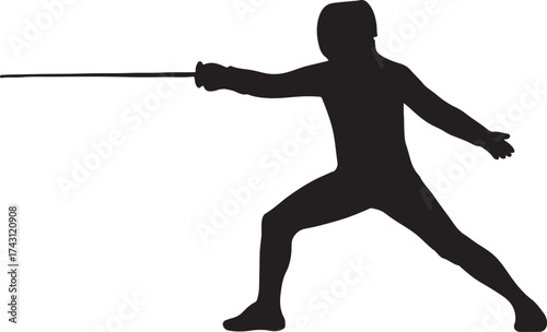 silhouette of a woman holding a sword vector illustration