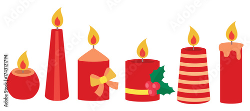 Christmas candle clipart decoration vector