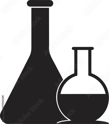 Beaker flask Silhouette black , white background 