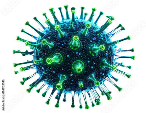  Abstract Digital Visualization of COVID-19 Virus Enlargement, Isolated PNG