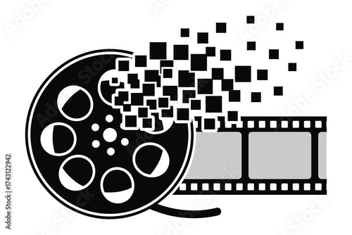 Six purple orchid flowers isolated on white background