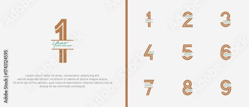 anniversary vector logo set, brown color with handwriting can be use for celebration