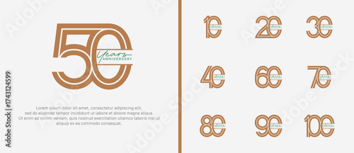 anniversary vector logo set, brown color with handwriting can be use for celebration