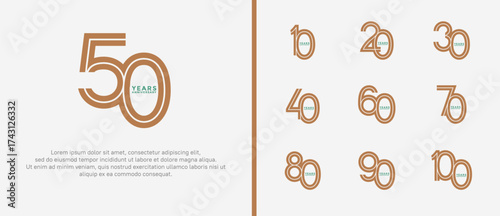 anniversary vector logo set, brown color can be use for celebration