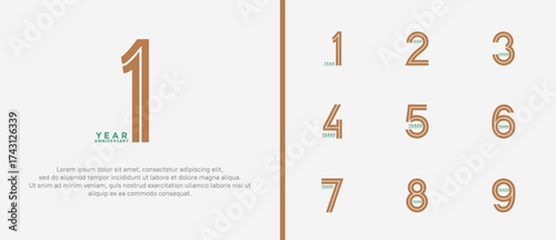 anniversary vector logo set, brown color can be use for celebration