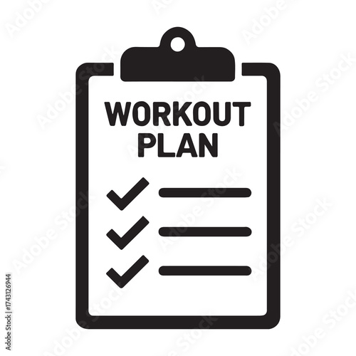 Workout Plan Checklist Clipboard Icon Vector Illustration