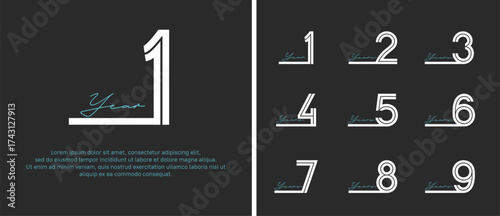 anniversary vector logo set, white color with blue handwriting can be use for celebration