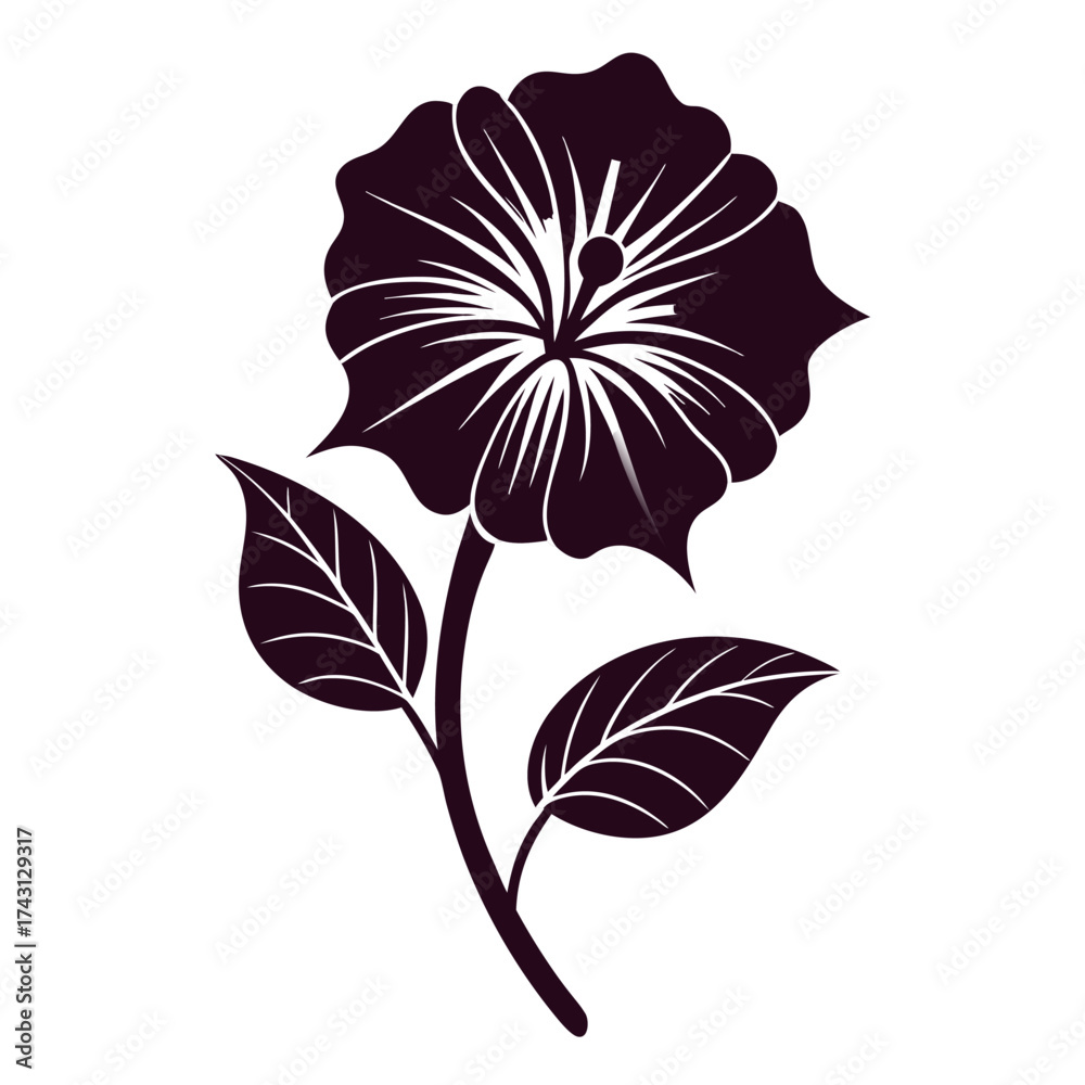 Fototapeta premium lavatera silhouette on white background