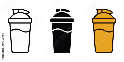 Protein shake icon vector. sporty protein shaker bottles, healthy drinks symbol. vector illustration.