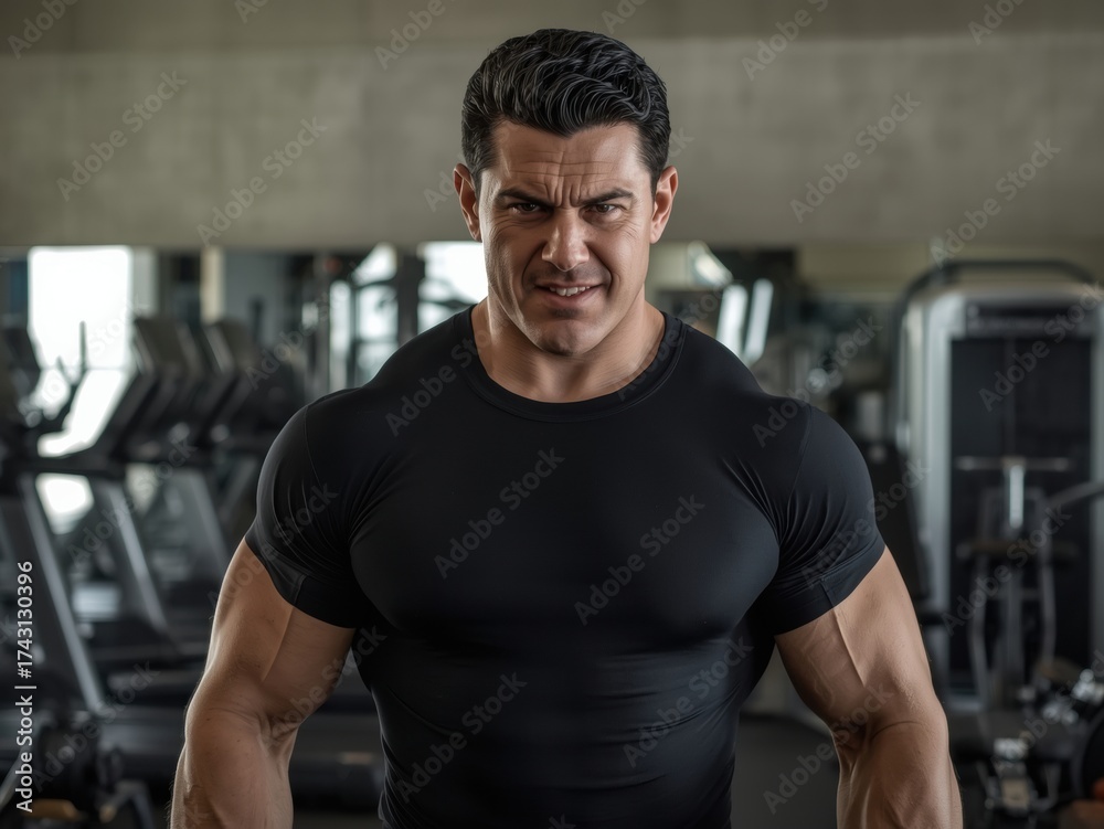 Fototapeta premium Intense Bodybuilder Portrait in Gym