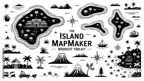The Island Mapmaker Woodcut Toolkit Graphic Design