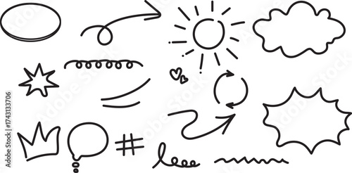 Hand drawn doodle arrows shapes and elements vector illustration
