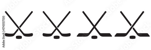 Hockey Sticks Icon — Ice Hockey Equipment, Crossed Sticks Symbol, Sport Game Vector Illustration, 
Team Athletics Design