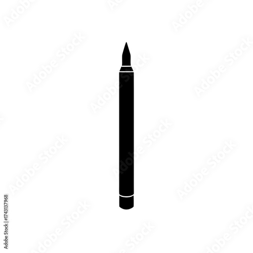 A black eyeliner makeup brush on transparent background