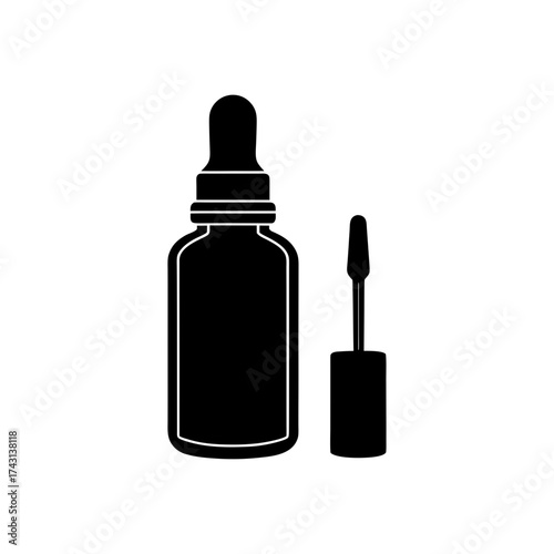 Dropper bottle and applicator on transparent background