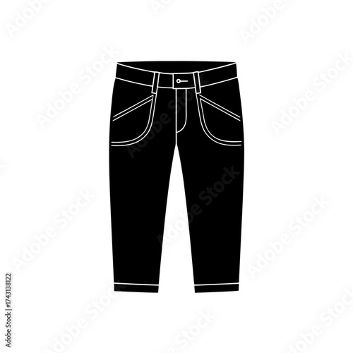 Illustration of cropped pants on transparent background
