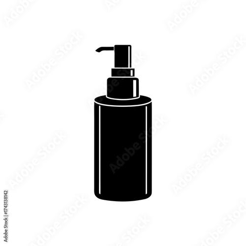Black dispenser bottle icon on transparent background