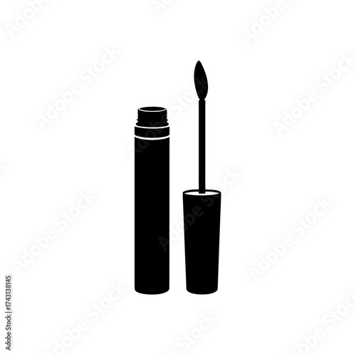Silhouette of a mascara tube on transparent background