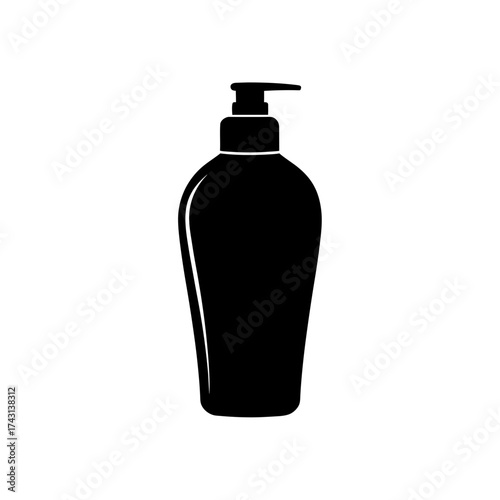 Silhouette of a lotion bottle on transparent background