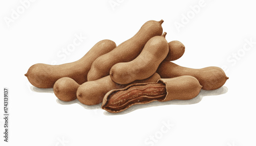 Sticky Sweet Ripe tamarind isolated watercolor vector illustration svg