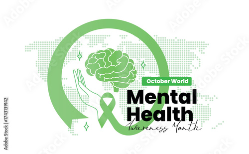 World Mental Health Day is celebrated with a green ribbon, an international symbol of raising awareness of mental health and self-care.