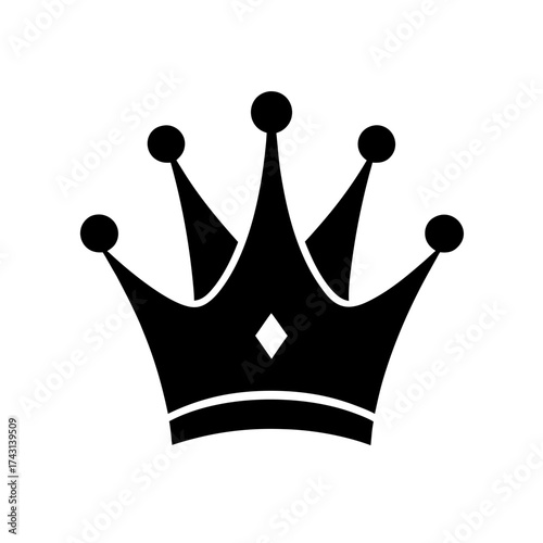 Silhouette of a royal black crown on transparent background