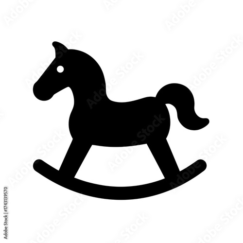 Silhouette of a rocking horse toy on transparent background