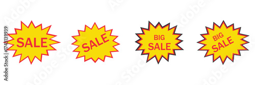 Starburst Sale Price Stickers — Bright Promotional Labels, Discount Tags, Retail Marketing Vector
