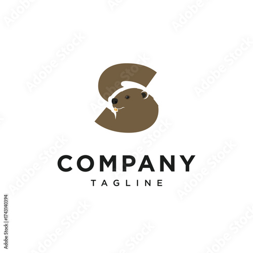 Letter S Beaver Logo Icon Vector