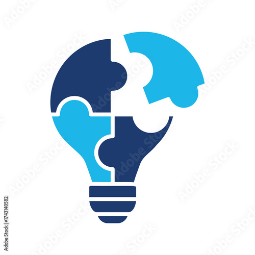 Problem Solving Icon In Blue Monochrome Flat Design, Vector Illustration
