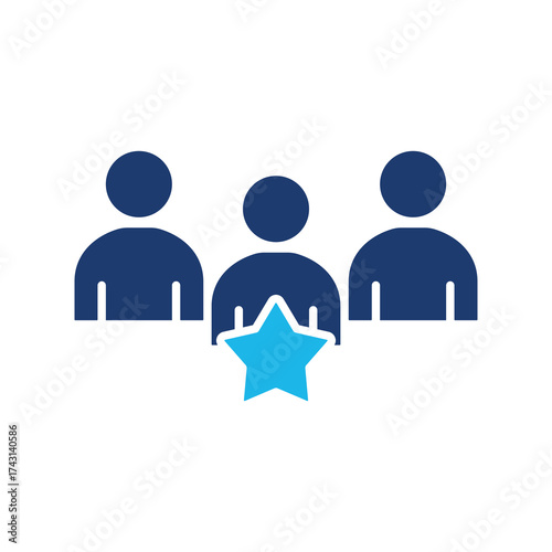 Leadership Icon In Blue Monochrome Flat Design, Vector Illustration