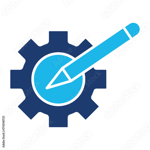 Organize Icon In Blue Monochrome Flat Design, Vector Illustration