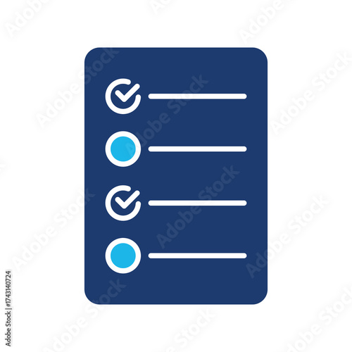 Planning Icon In Blue Monochrome Flat Design, Vector Illustration