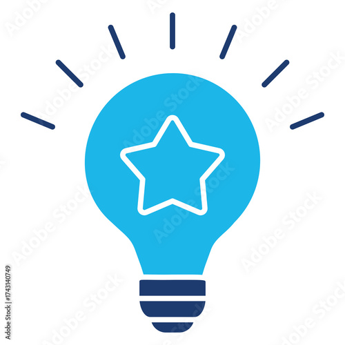 Innovation Icon In Blue Monochrome Flat Design, Vector Illustration