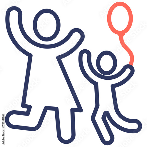 Family Fun line color icon