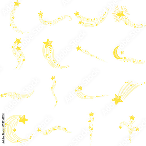 Star sparkle, meteor and star dust flat design for decoration on astronomy, magical and special event concept.