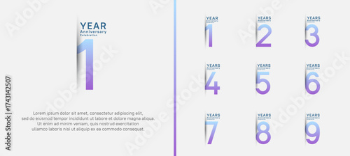 set of anniversary logo style. vector design purple color for celebration