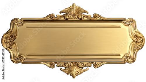 Gold Ornamental Plaque: A meticulously crafted gold plaque showcases intricate details, symbolizing prestige and elegance, perfect for custom inscriptions.