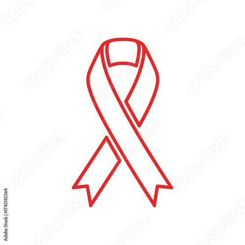 Red ribbon symbolizes support for HIVAIDS awareness on white background, promoting compassion and solidarity for global health initiatives.