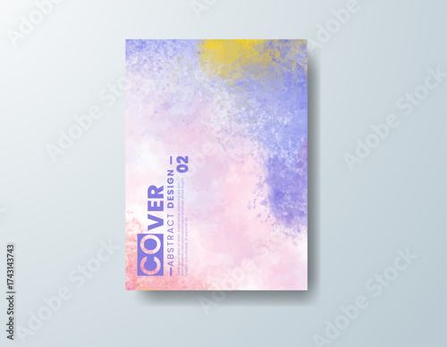 Cards with watercolor background. Design for your cover, date, postcard, banner, logo.