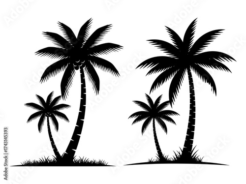 Vector art of palm trees, a tropical paradise with swaying fronds, perfect for summer vacations and beach getaways