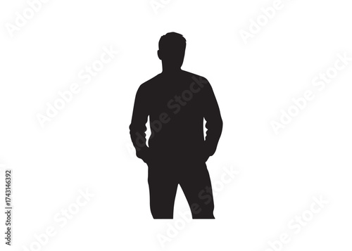 Vector art of man silhouette standing with hands in pockets