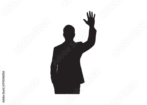 Vector art of silhouette of a businessman raising his hand