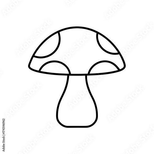 Outline drawing of a toadstool art on transparent background