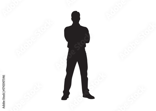 Vector art of confident man silhouette with arms crossed