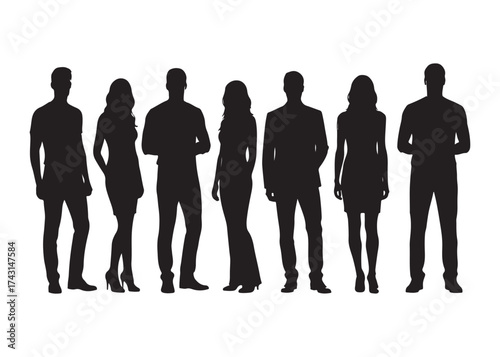 Vector art of silhouettes of a group of people