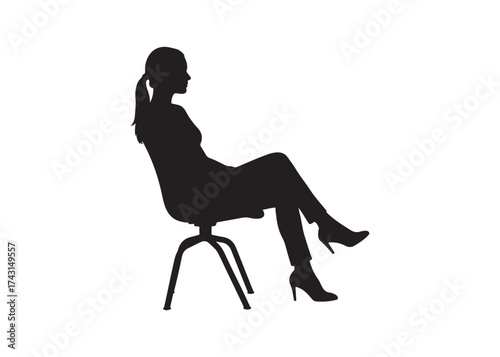 Vector art of silhouette of a woman sitting on a chair