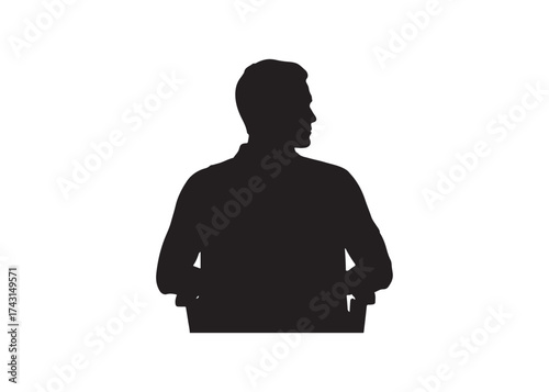 Vector art of silhouette of a man sitting on a chair