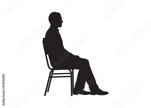 Vector art of silhouette of a man sitting on a chair