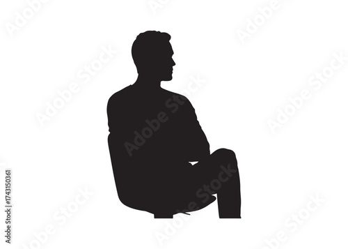 Vector art of silhouette of a man sitting on a chair
